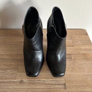 ALDO Leather Ankle Booties Womens Size 38 Mirrored High Heel Vintage Y2K